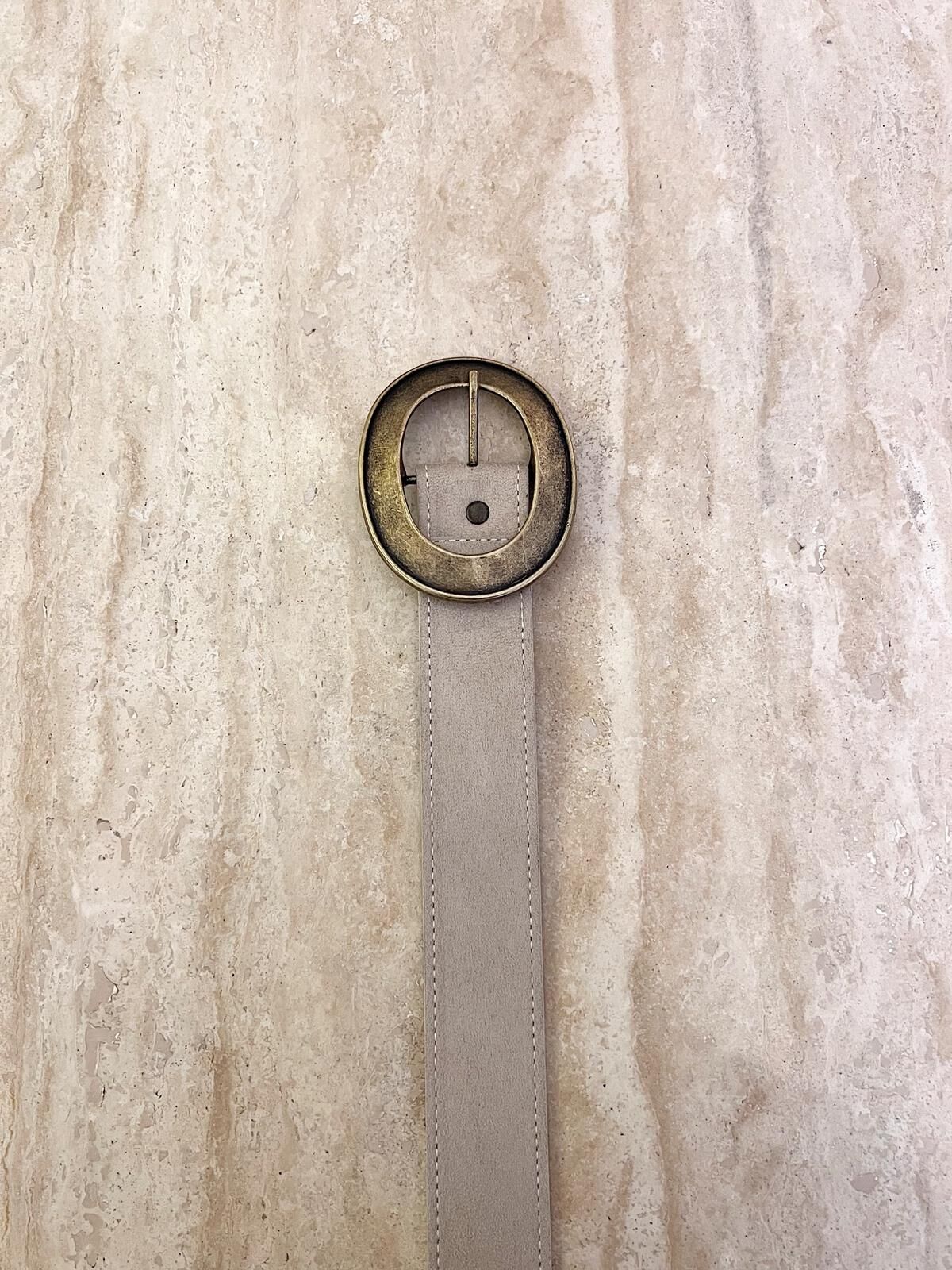 Oval Bronz Toka Kemer Bej