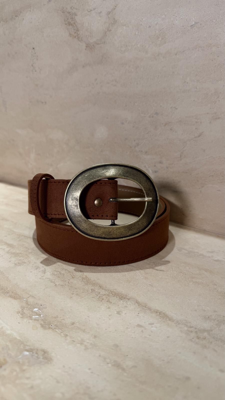 Oval Bronz Toka Kemer Taba