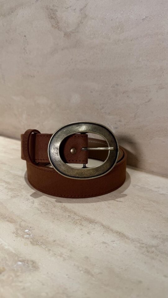 Oval Bronz Toka Kemer Taba