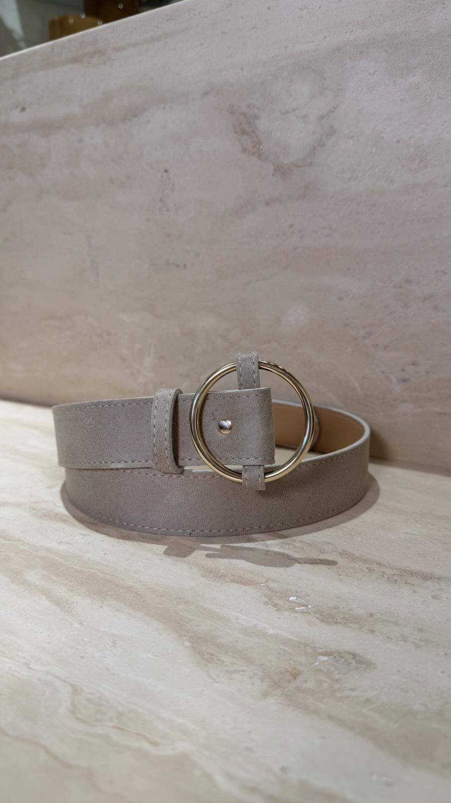 Halka Toka Süet Kemer Bej