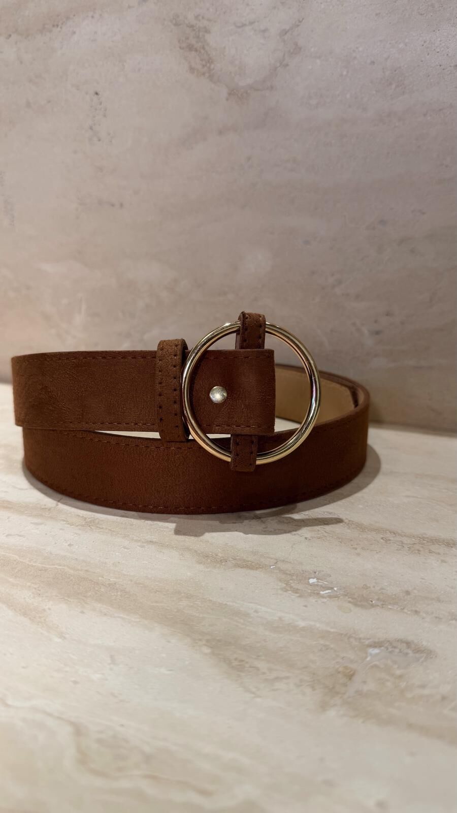 Halka Toka Süet Kemer Taba