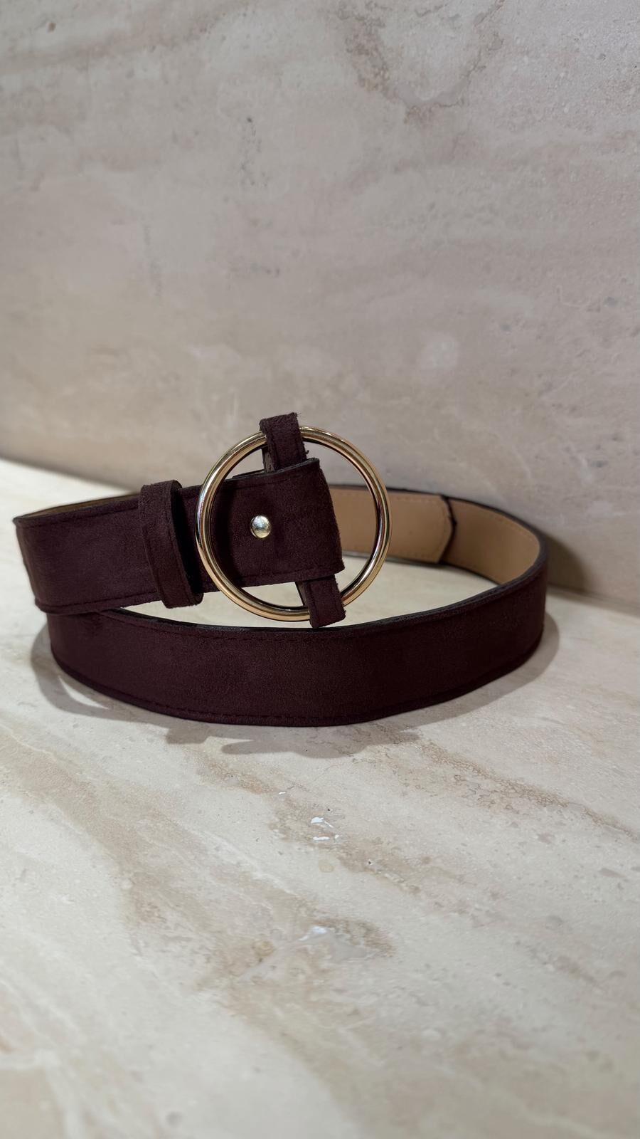 Halka Toka Süet Kemer Kahve