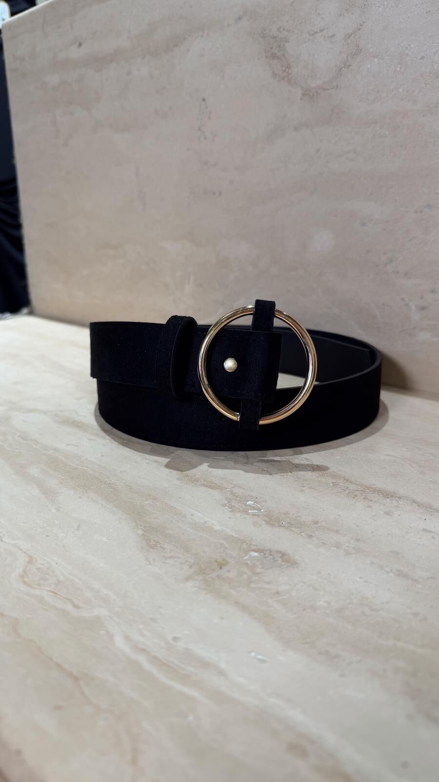 Halka Toka Süet Kemer Siyah