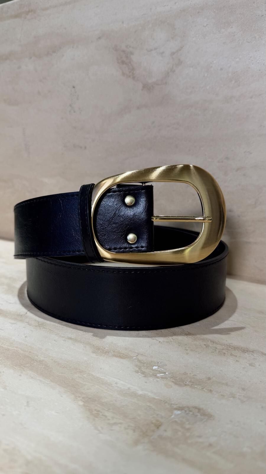 Gold Toka Kalın Kemer Siyah