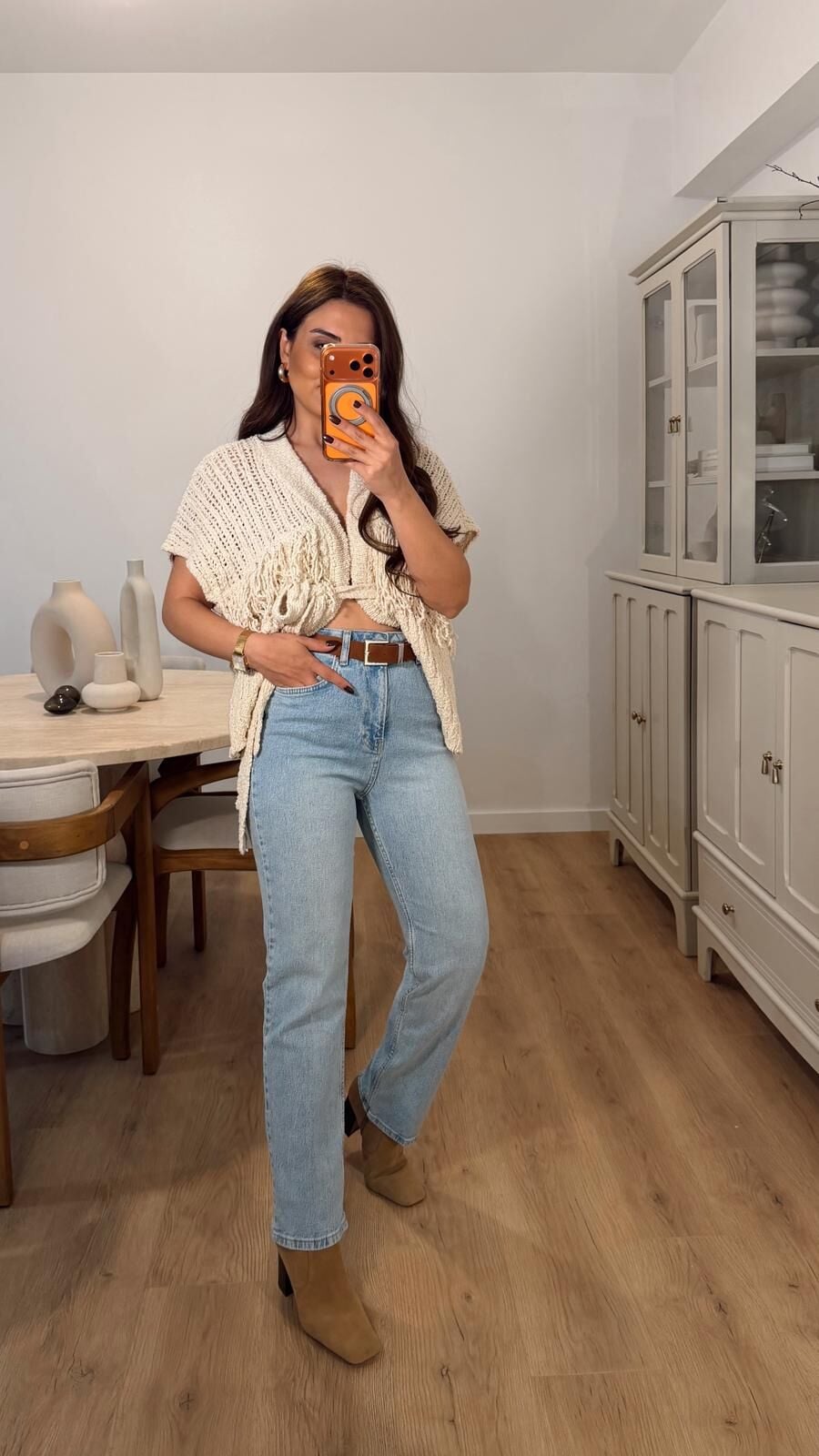 A.mavi Kemerli Straight Mom Jean