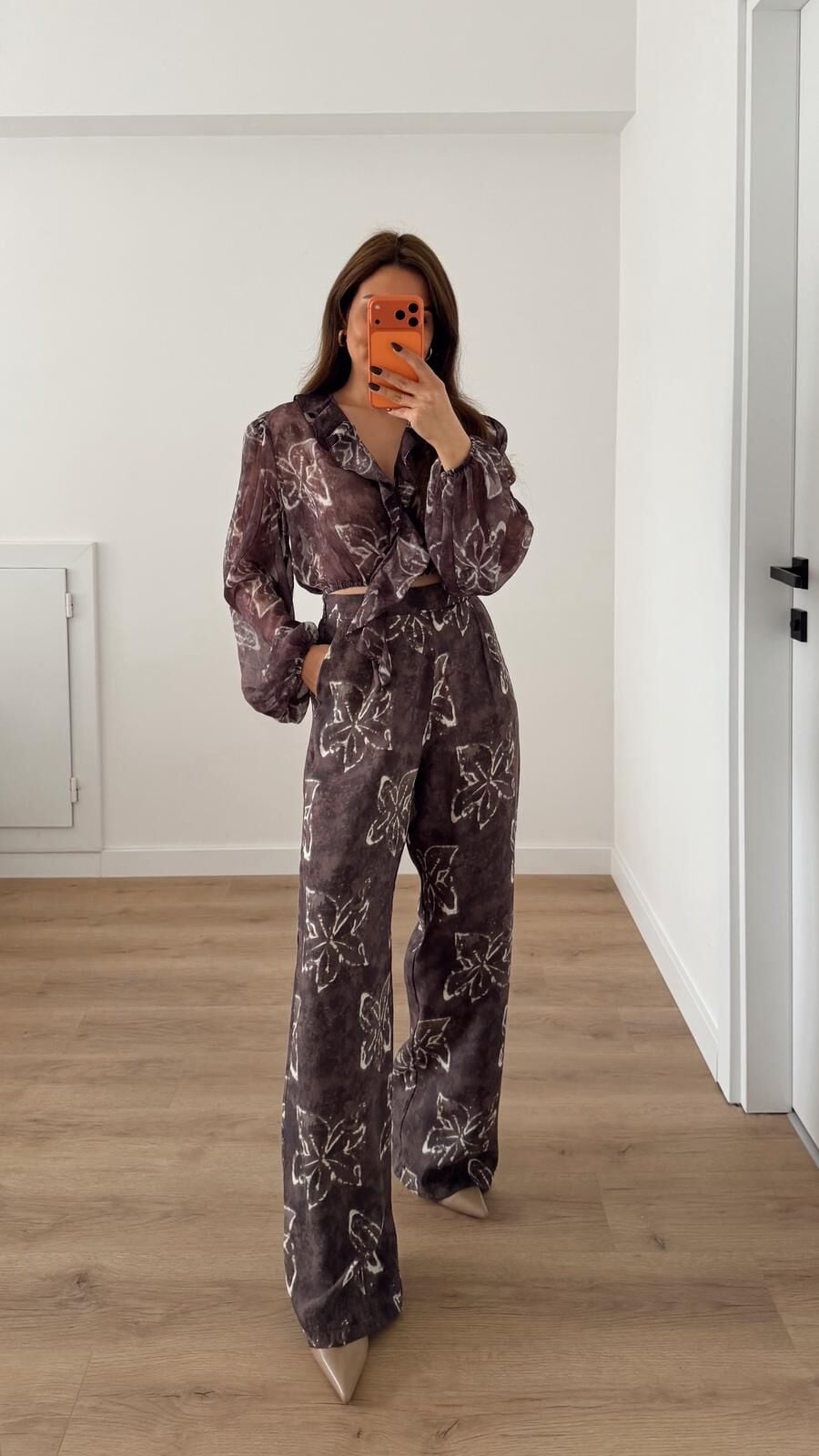 Desenli Kahve Pantolon