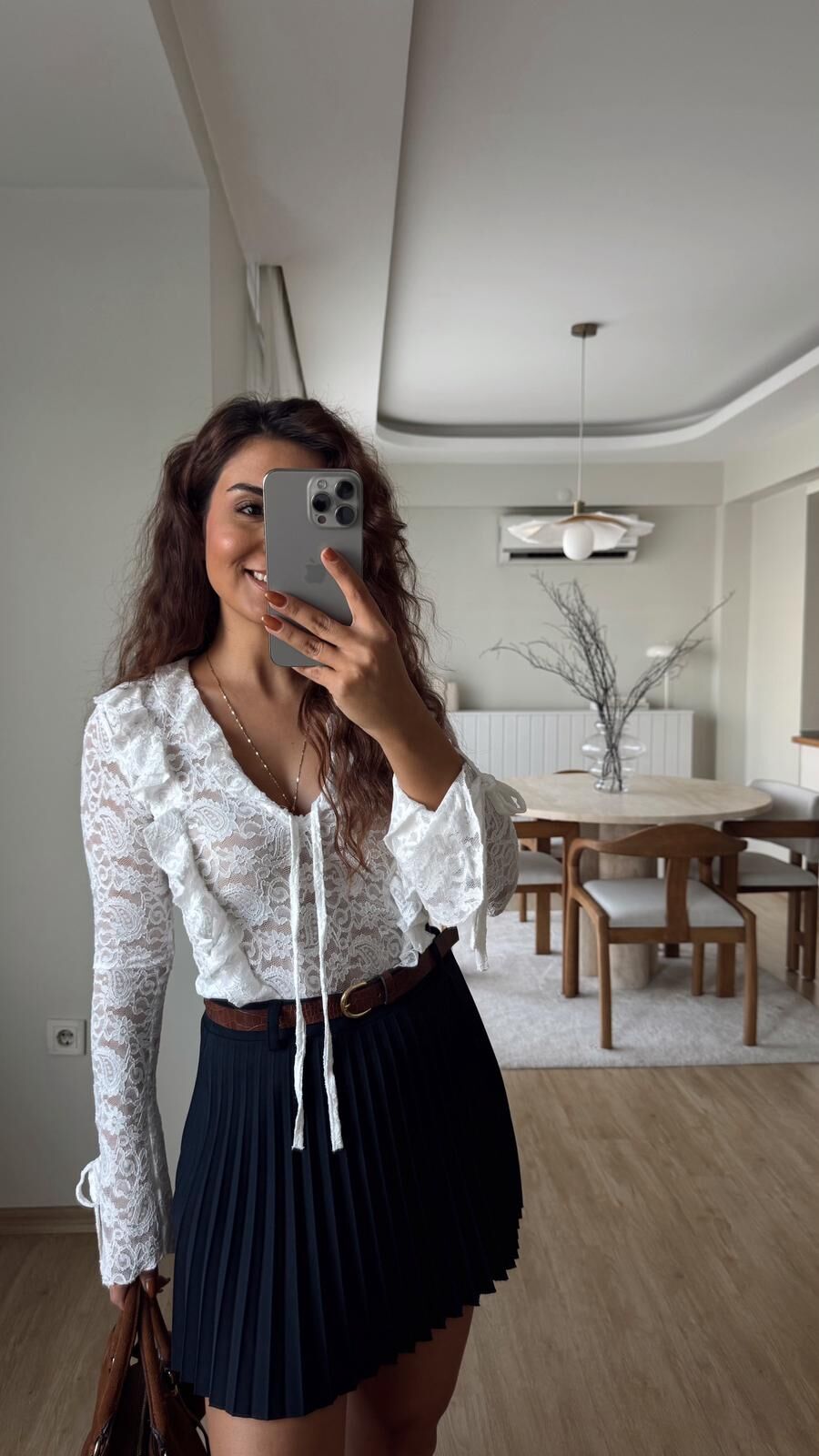 Bağlamalı Güpür Bluz Ekru