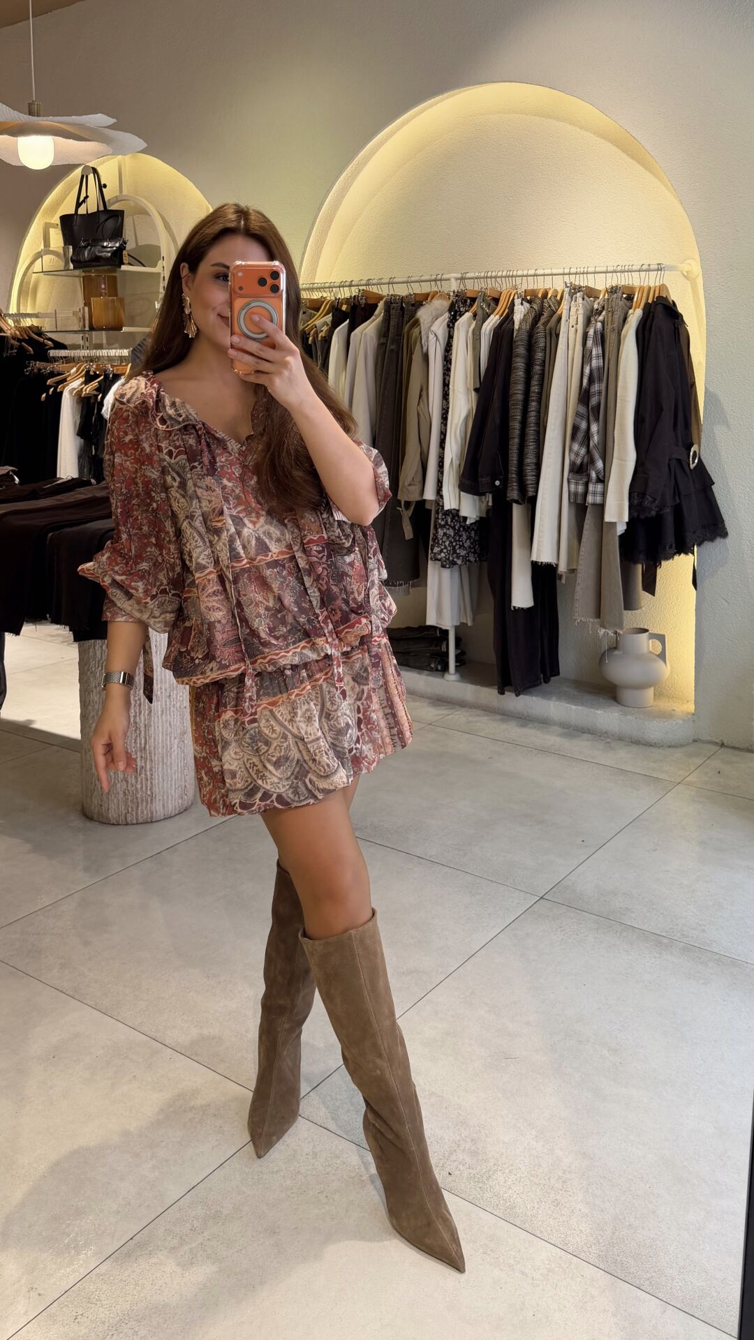 Etnik Desen Mini Şifon Elbise