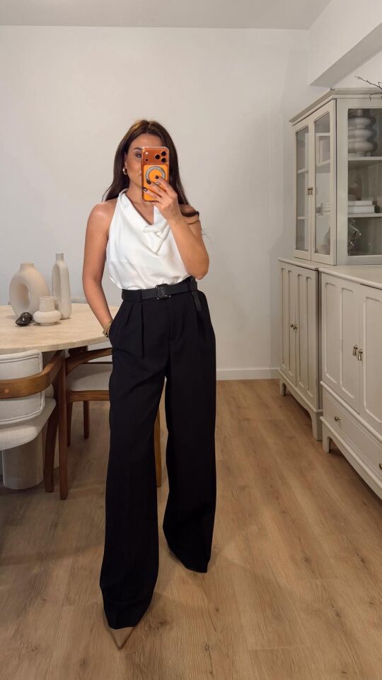 Çift Pile Siyah Palazzo