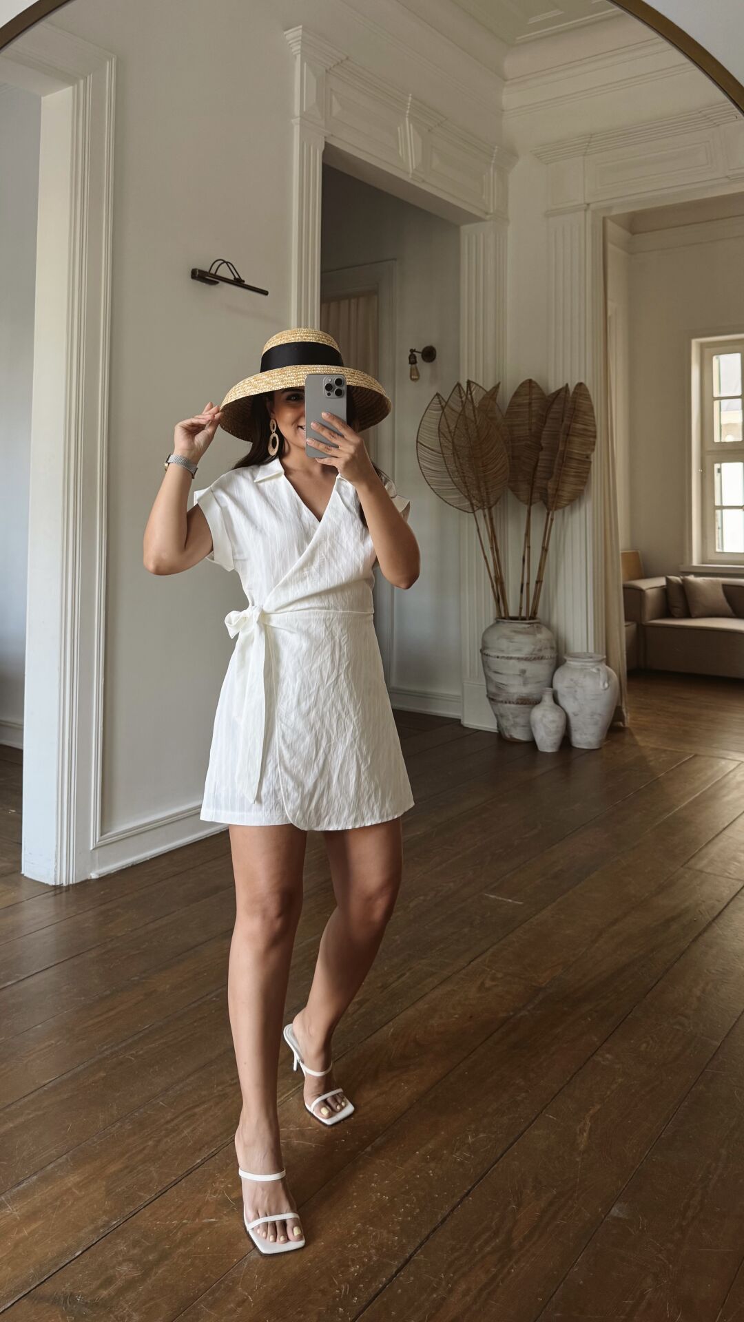 Çizgili Tencel Şort Tulum Ekru