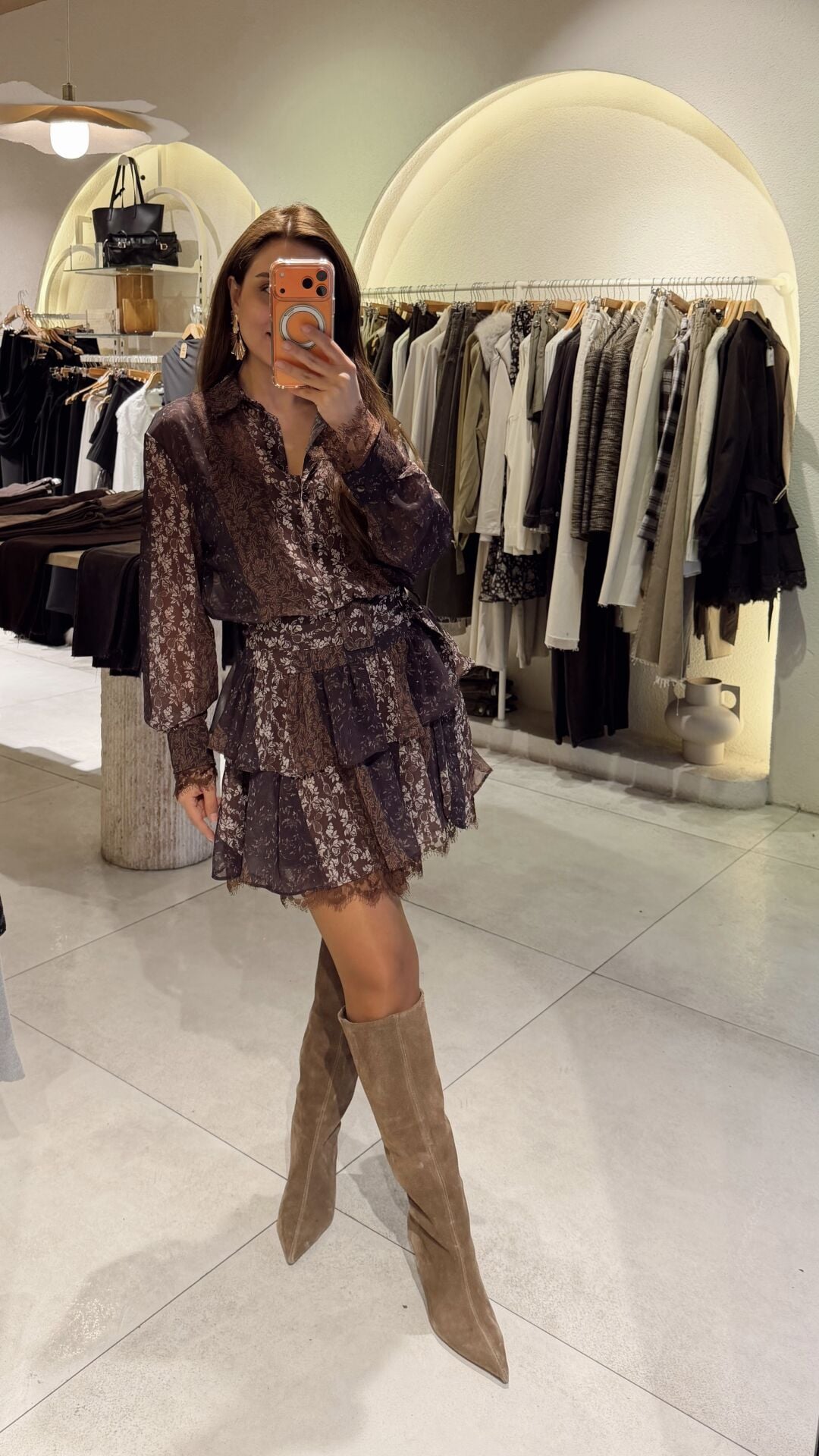 Çiçek Desen Şifon Elbise