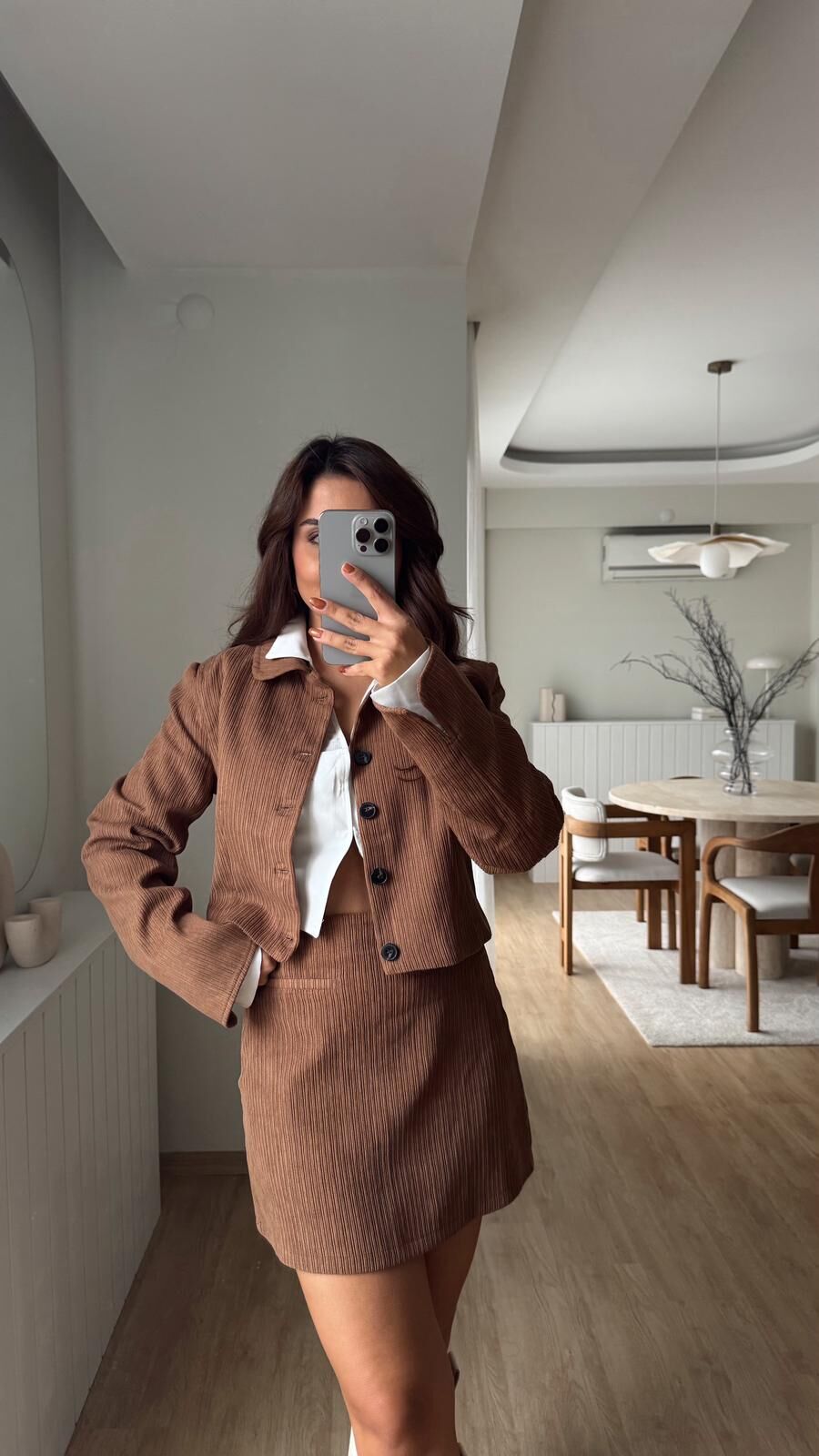 Fitilli Kadife Kahve Ceket