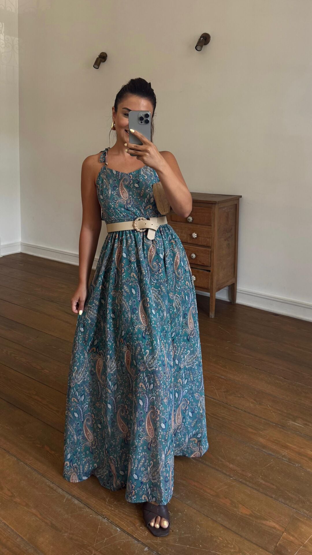 Bağlamalı Şal Desen Elbise