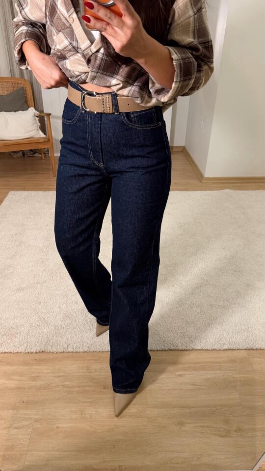 Dikişli Straight Laci Jean