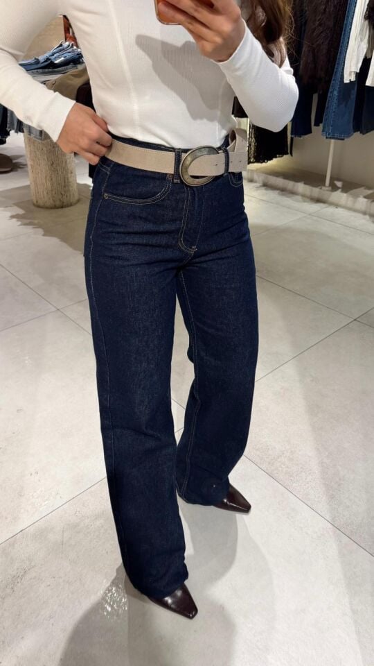 Dikişli Straight Laci Jean