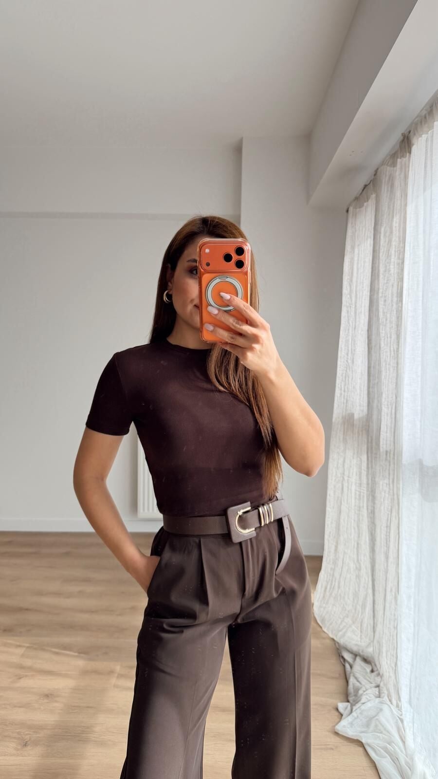 Kahve Soft Crop Bluz