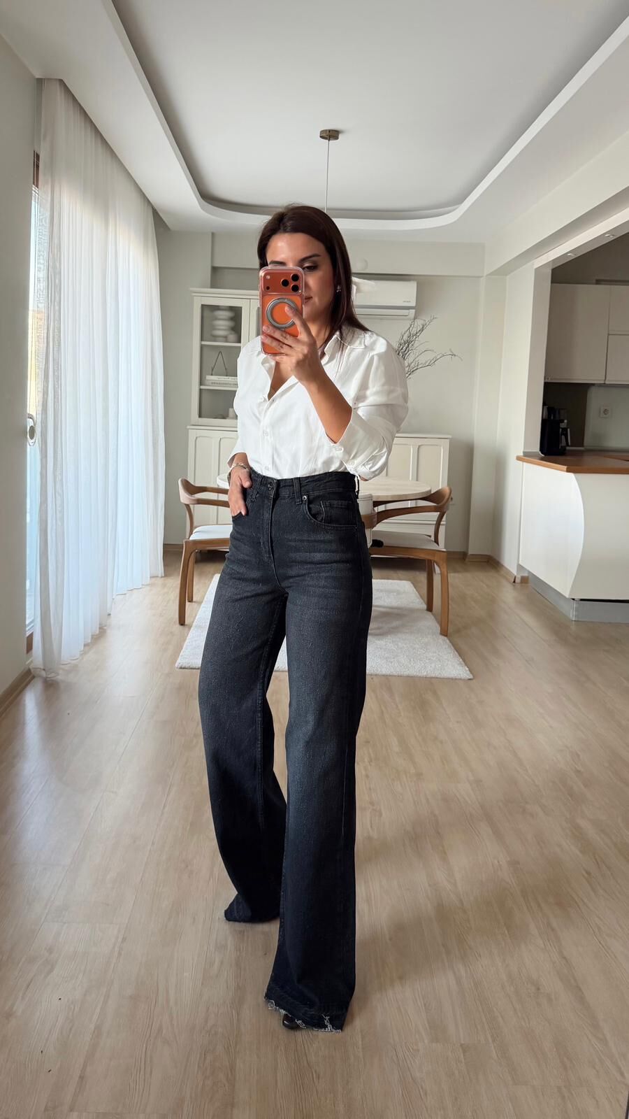 Sökük Paça Wide Leg Dark