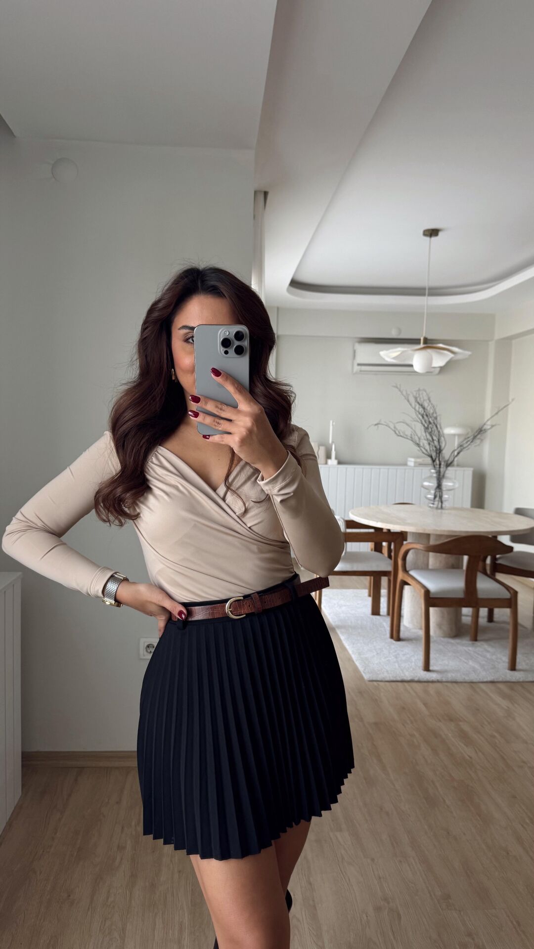 Vatkalı Anvelop Bluz Bej