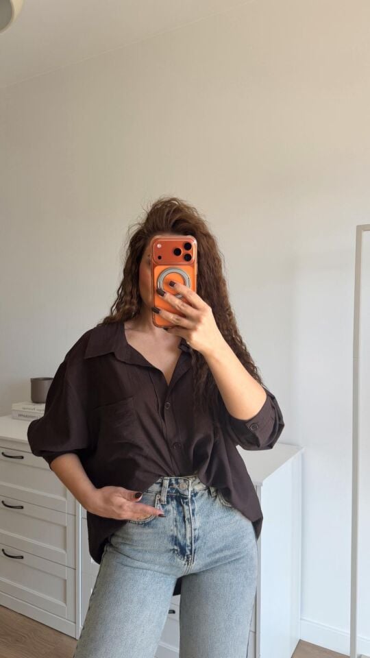 Tek Cep Kahve Gömlek