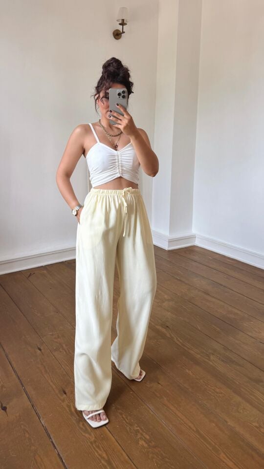 Tencel Lastikli Pantolon Butter