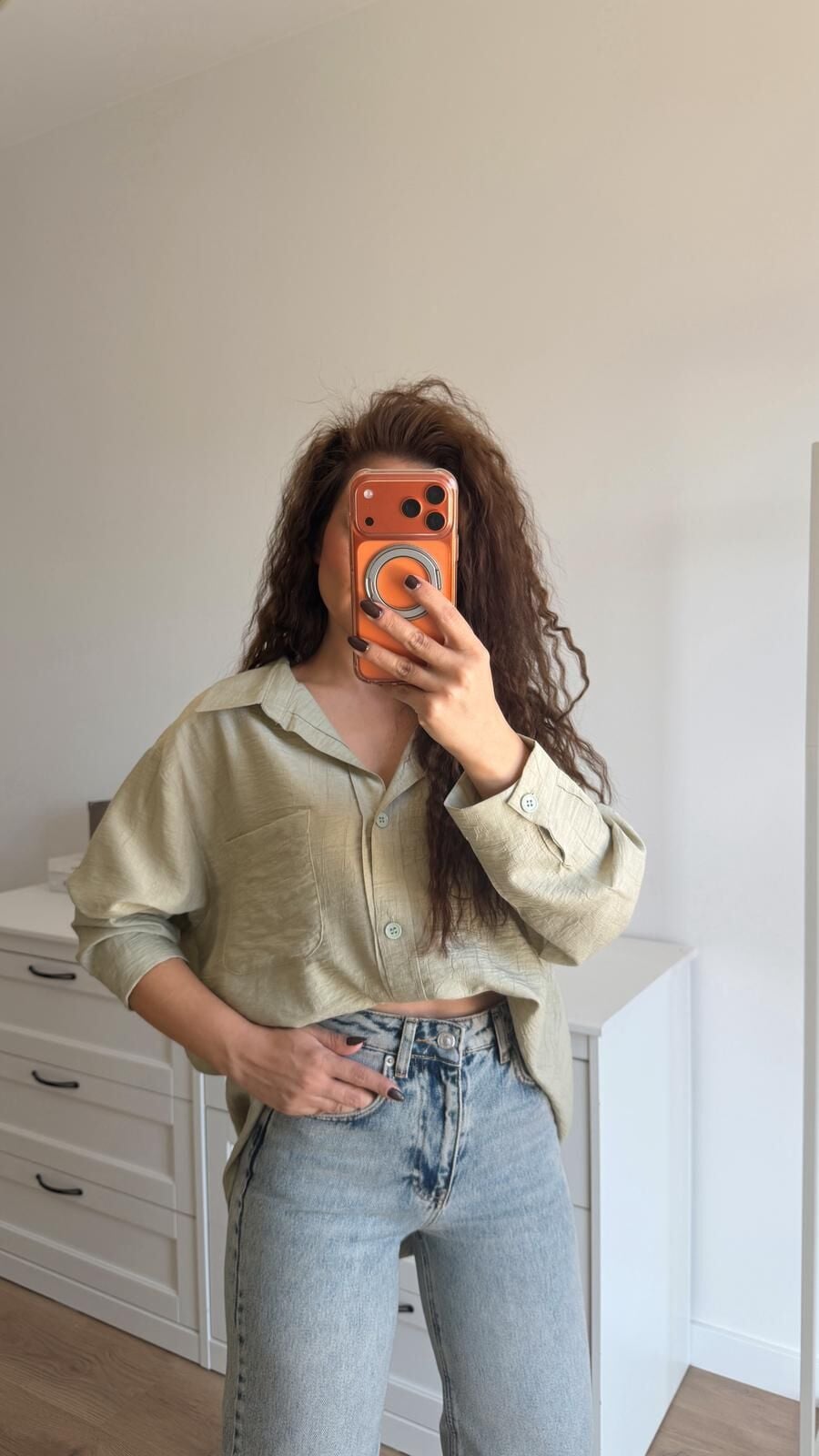 Tek Cep Haki Gömlek