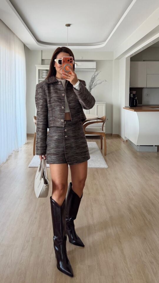 Kahve Kırçıllı Anvelop Şortetek