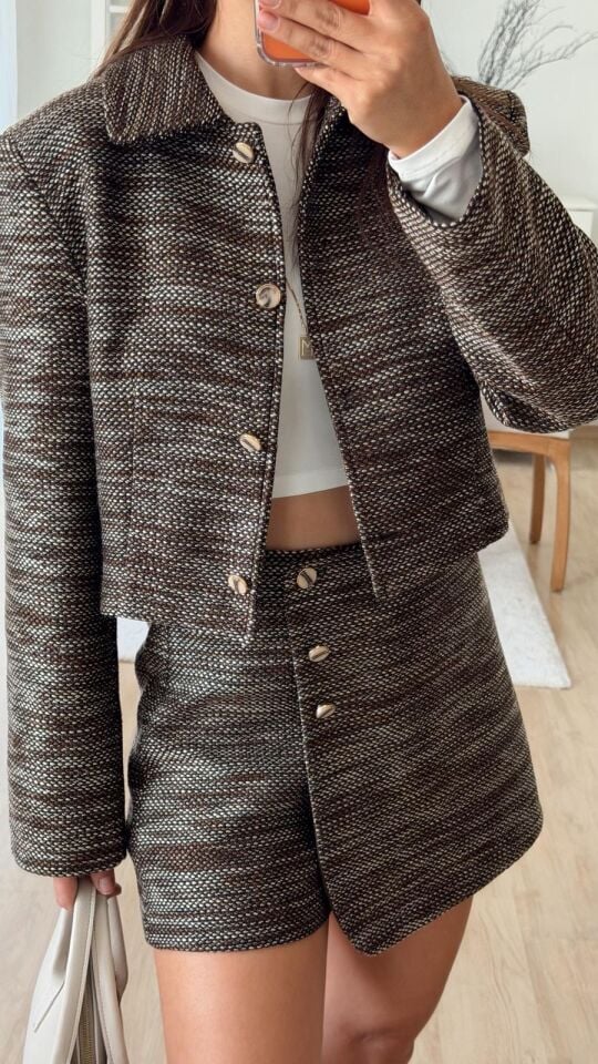 Kahve Kırçıllı Anvelop Şortetek