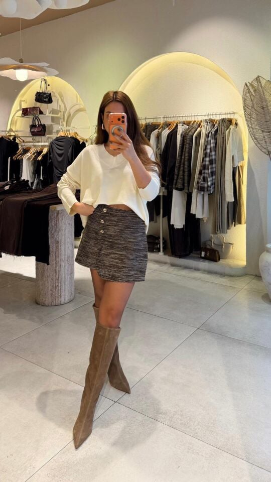 Kahve Kırçıllı Anvelop Şortetek