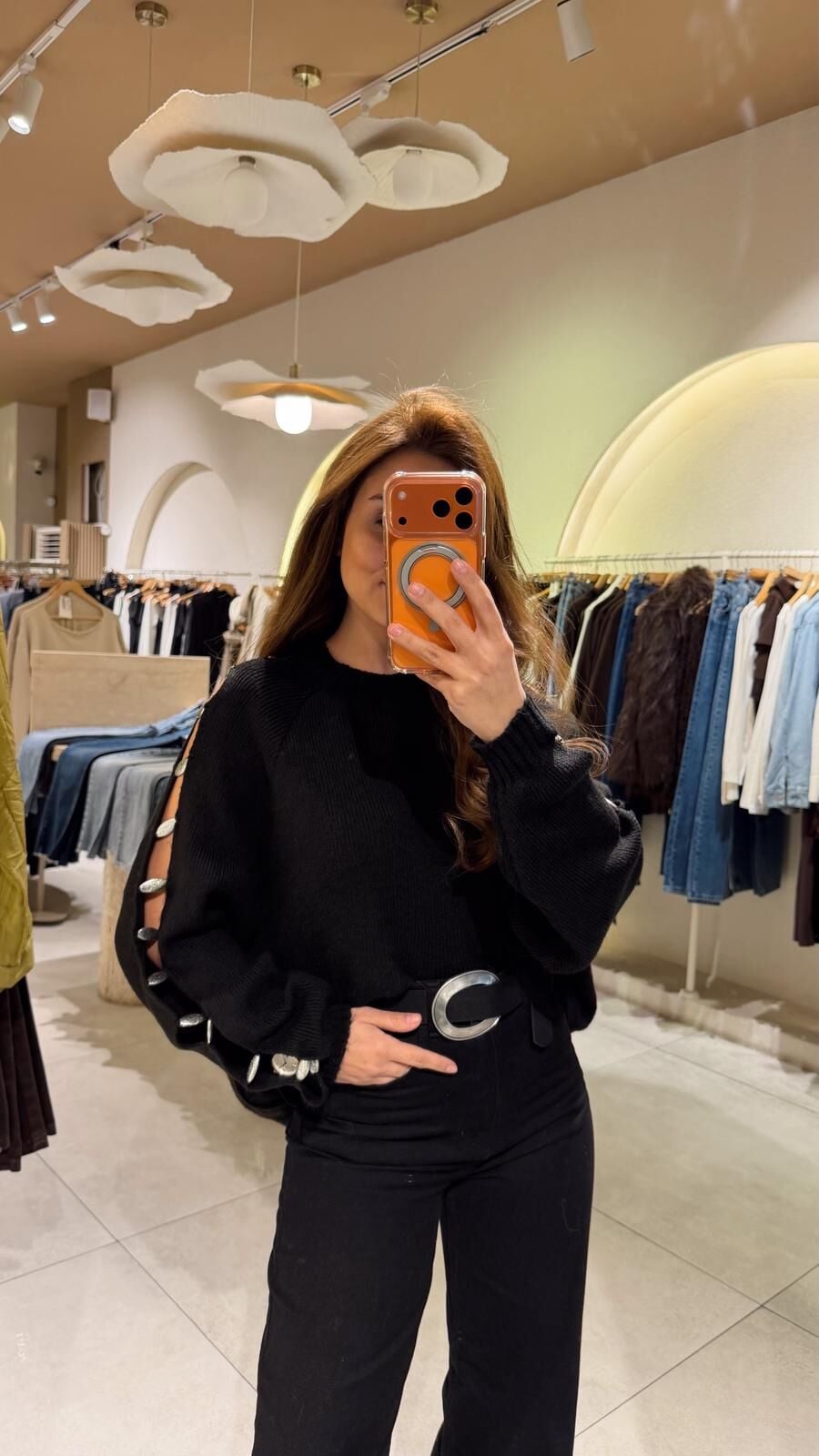 Kol Taş Detay Kazak Siyah