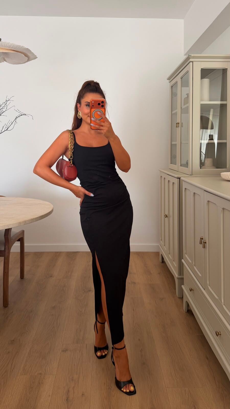 Yan Drape Siyah Elbise