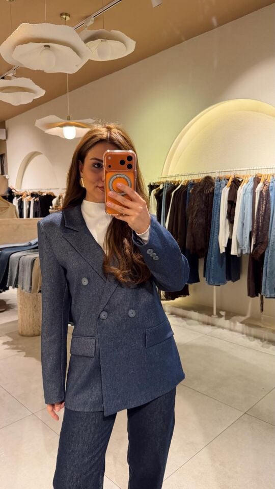 Kırçıllı Blazer Lacivert