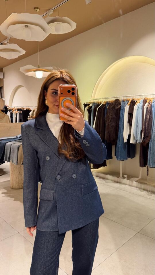 Kırçıllı Blazer Lacivert