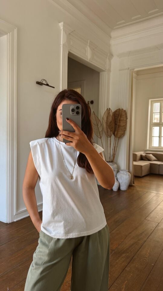 Vatkalı Tshirt Beyaz