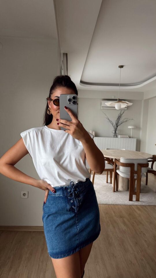 Vatkalı Tshirt Beyaz