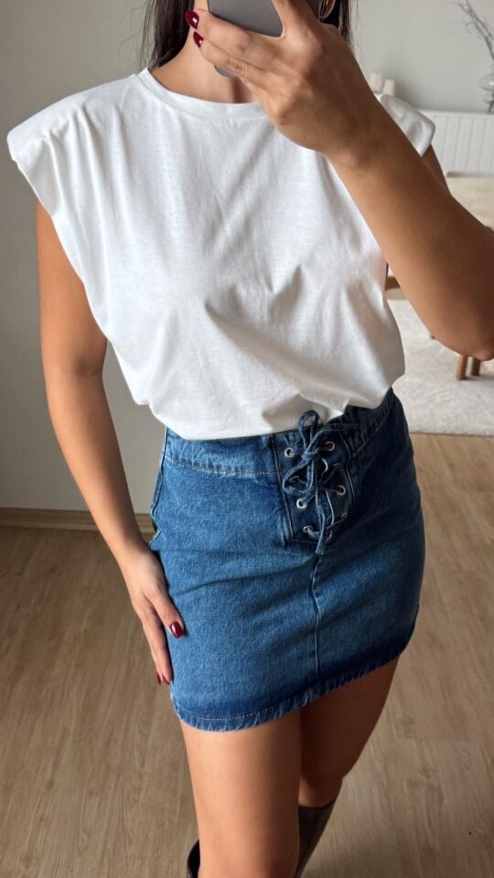 Vatkalı Tshirt Beyaz