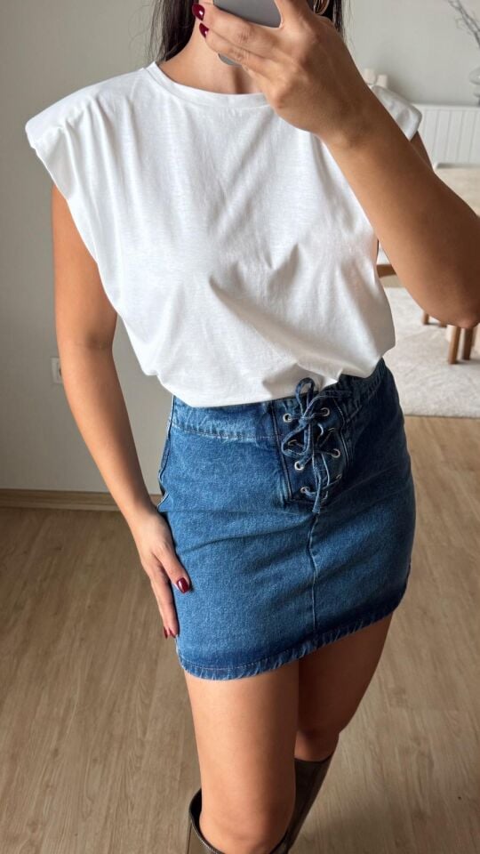 Vatkalı Tshirt Beyaz