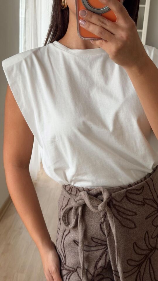 Vatkalı Tshirt Beyaz