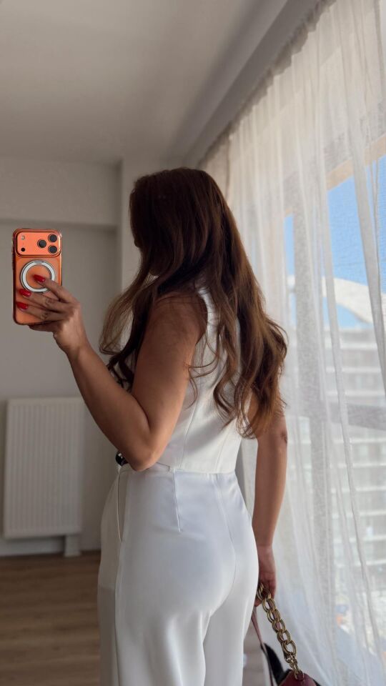 Beyaz Crop Yelek