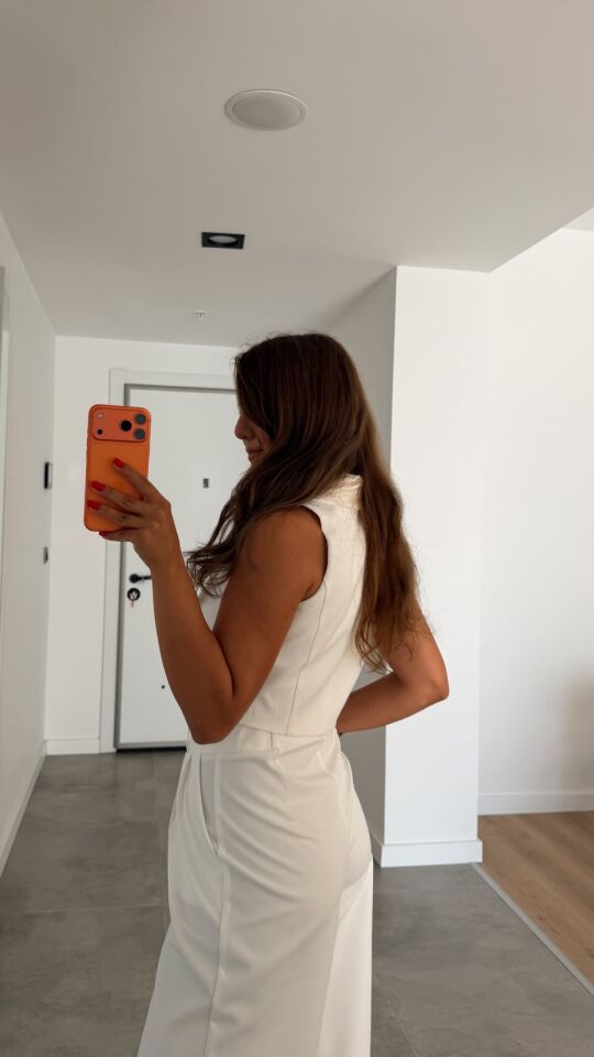 Beyaz Crop Yelek