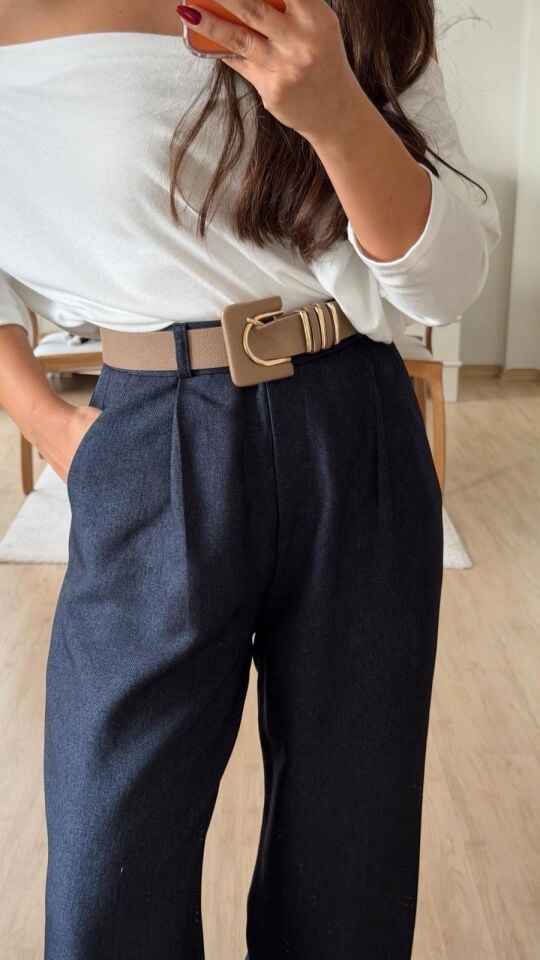 Dokulu Kırçıllı Palazzo Lacivert