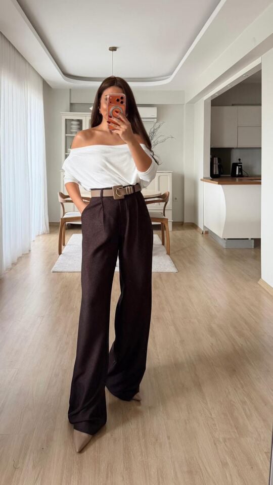 Dokulu Kırçıllı Palazzo Koyu Kahve