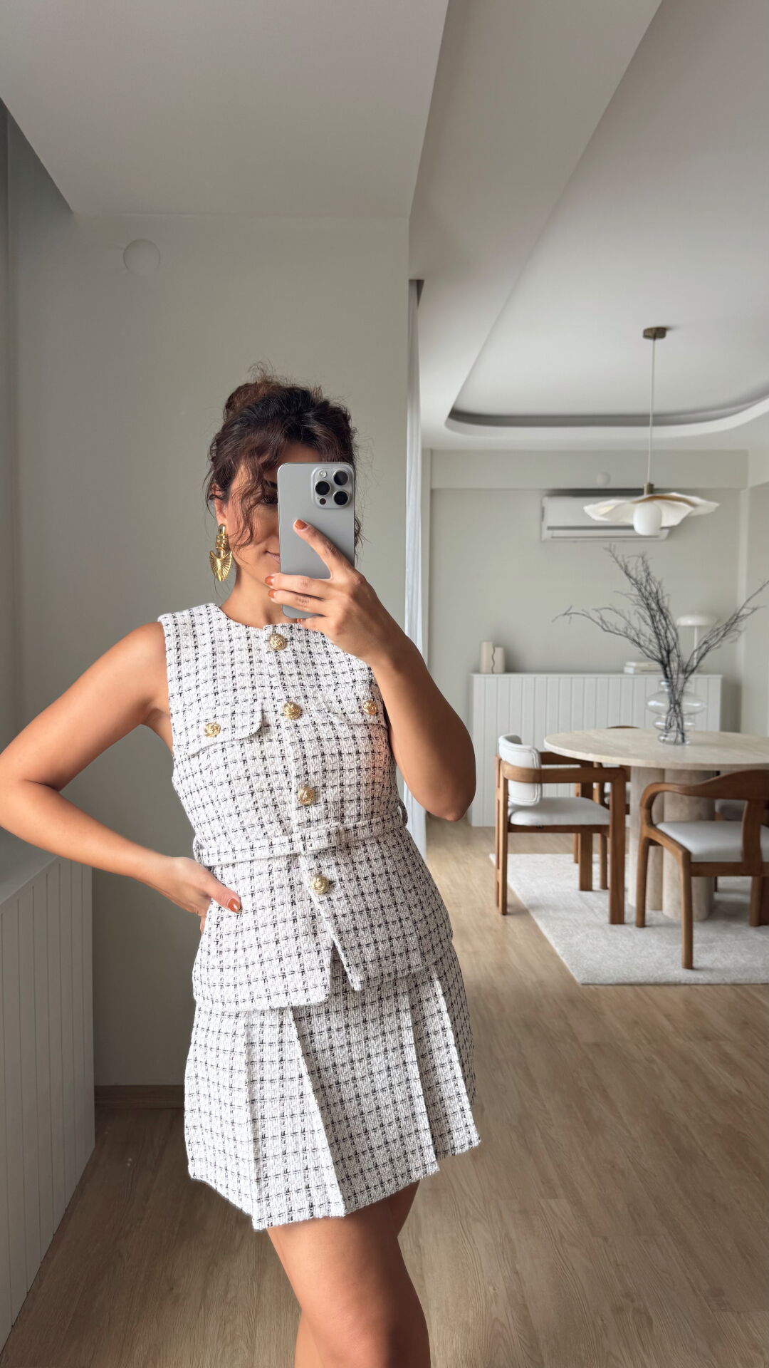 Kemerli Tüvit Yelek Bej