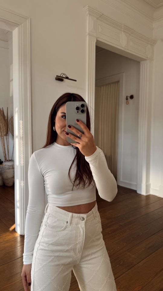 Basic Penye Crop Ekru