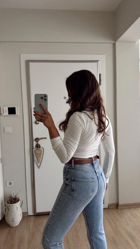 Basic Penye Crop Ekru
