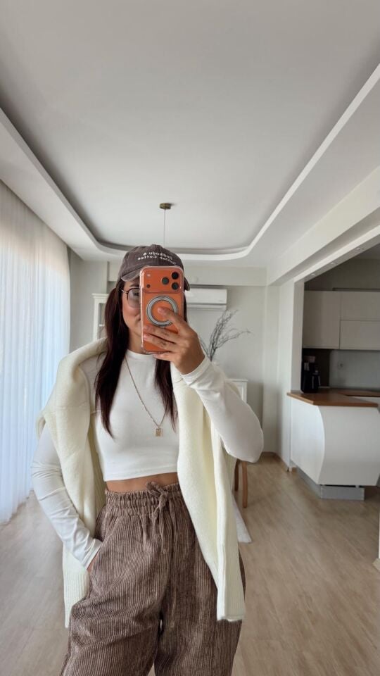 Basic Penye Crop Ekru