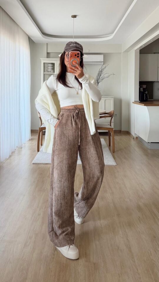 Kadife Pantolon Camel