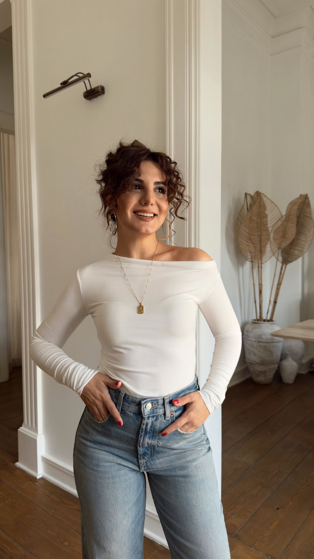 Düğümlü Uzun Kol Penye Beyaz