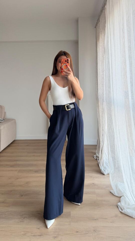 Self Belt Lacivert Pantolon