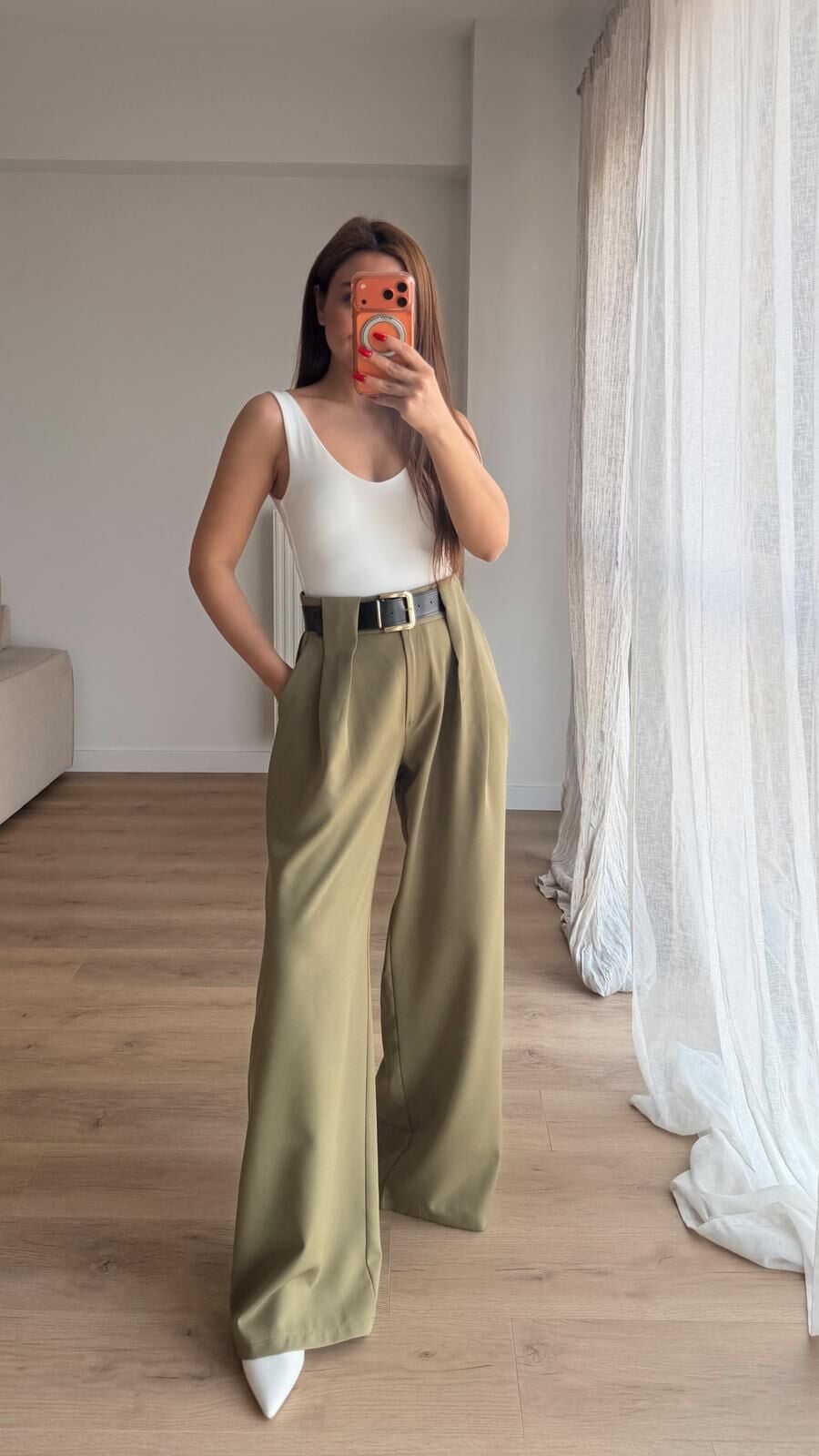 Self Belt Haki Pantolon