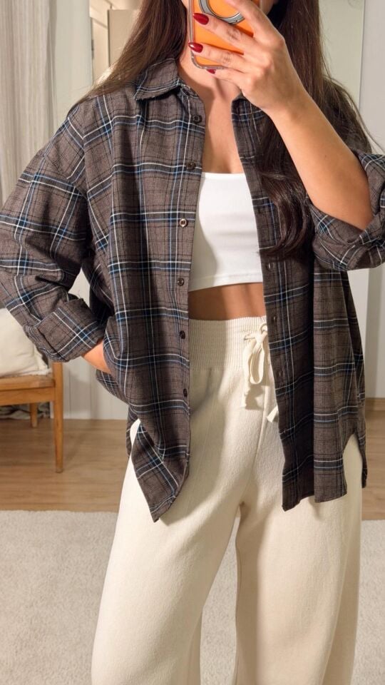 Msm Kareli Gömlek Kahve